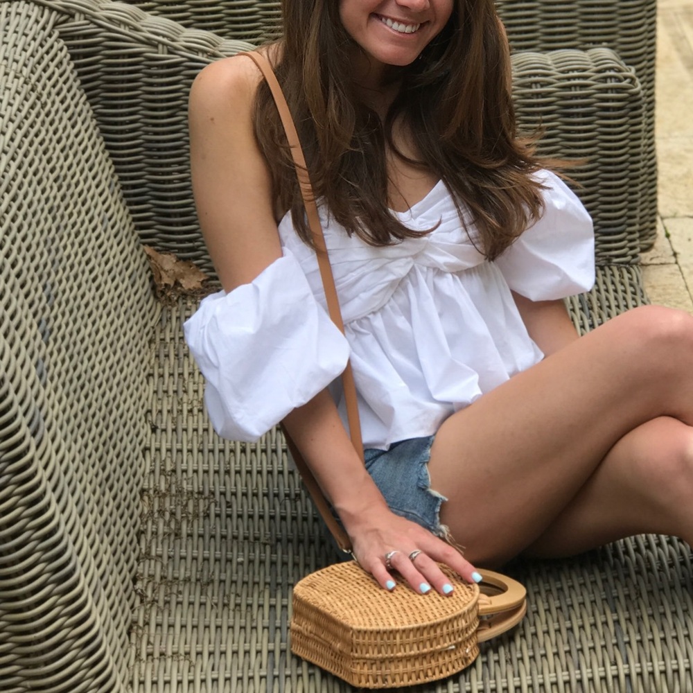 Zara White Puff Sleeve Off Shoulder Top